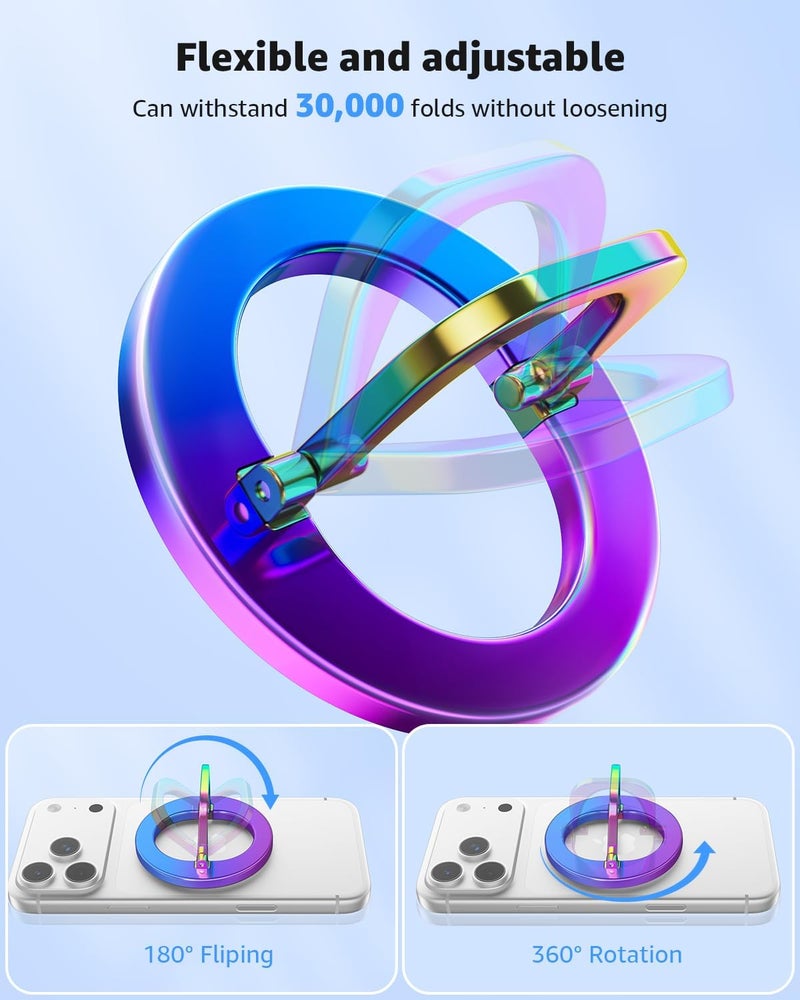 SUPERONE for MagSafe Phone Grip, Stylish Cool Magnetic Ring Holder with Adjustable Stand, Removable MagSafe Accessories Only for iPhone 12/13/14/15/16/17 Series & Fits Magnetic Case - Colorful - Image 4